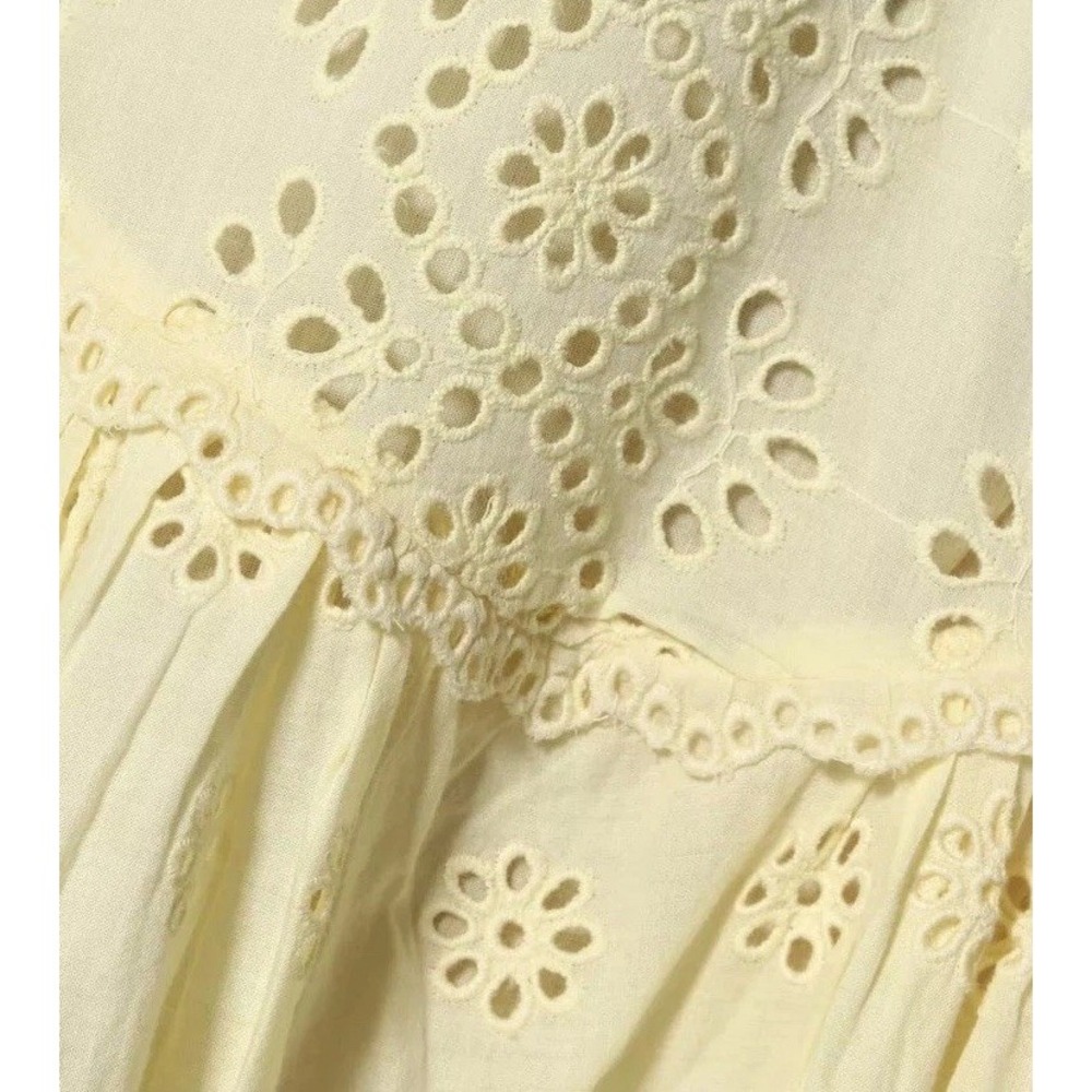 NWT LoveShackFancy Cressida Eyelet Maxi Dress in Pisco Yellow Buttercream MEDIUM - Picture 6 of 16